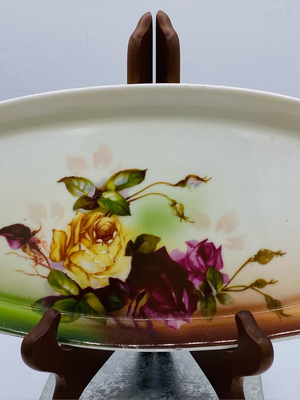 Vintage Floral Porcelain Serving Tray Relish Celery Dish Signed Silesia On Back - Picture 2 of 9